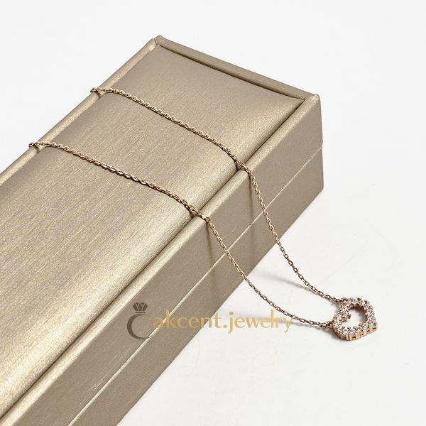 Колье золотое цепочка с подвеской сердечком и белыми фианитами 40см+5 ЗЛК-0416-ЮДК-11 3.04 фото