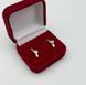 Серьги серебряные с золотыми пластинами и крупным белым цирконом в центре 045с-Н фото 6