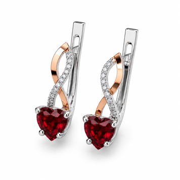 Серьги из серебра и золотой вставкой &laquo;Красное сияние&raquo; 350с-н фото