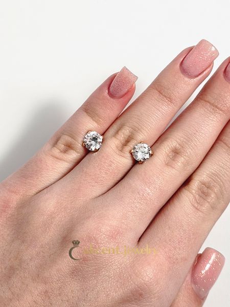 Серьги пуссеты из серебра с позолотой и фианитами 22с165поз-15 фото