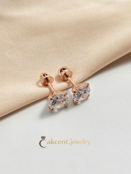 Серьги пуссеты из серебра с позолотой и фианитами 22с165поз-15 фото
