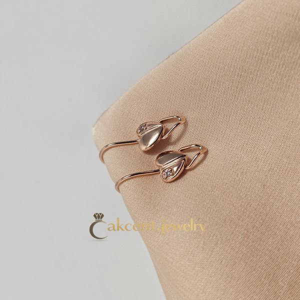 Серьги золотые с сердечками и белыми круглыми фианитами 470710-Т-11 0.98 фото