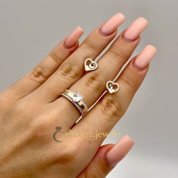 Комплект из серебра и золота &laquo;Золотое сердце&raquo; 368/1-9 371/1-9 фото
